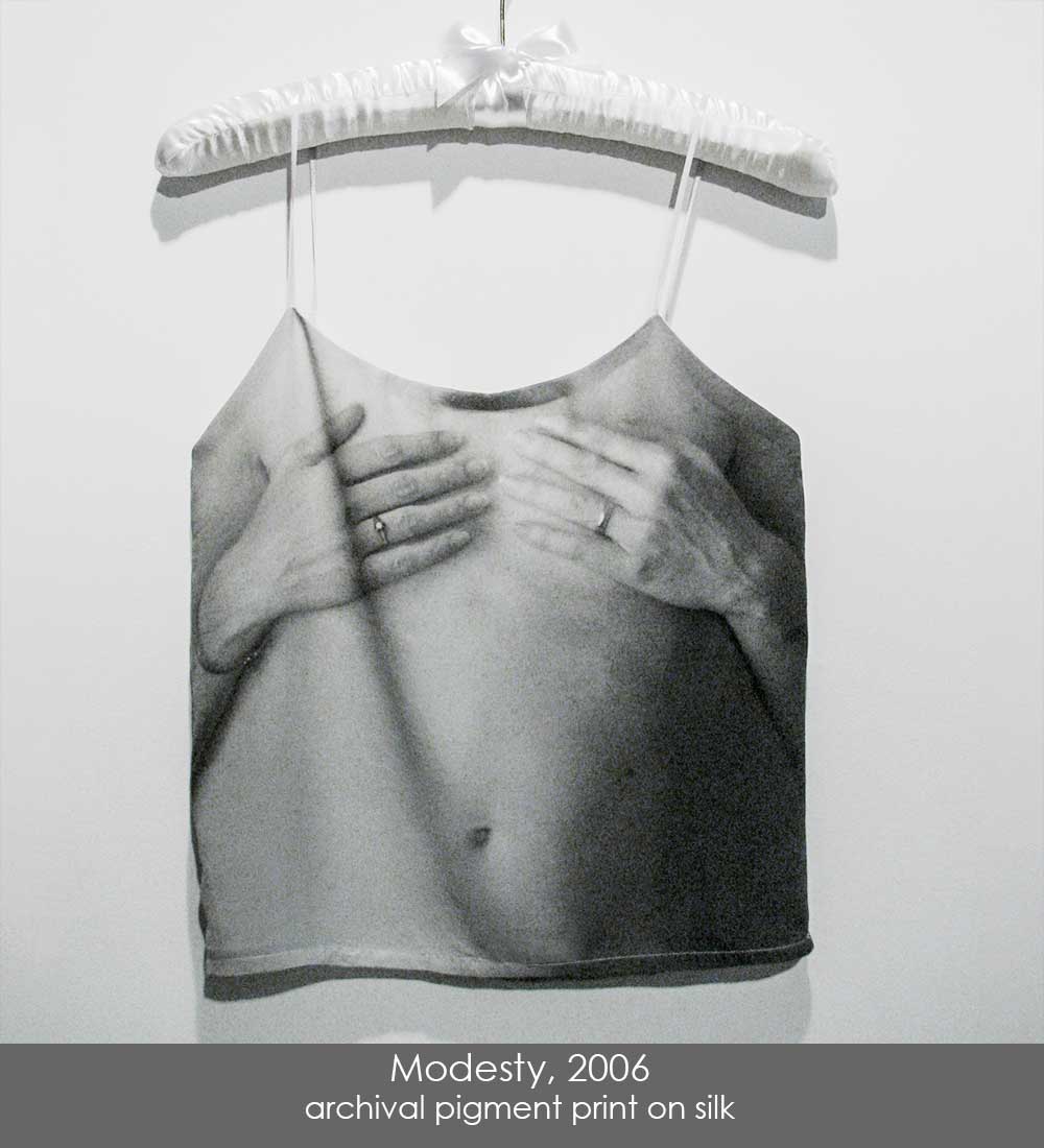 Archival inkjet print on silk, sewn into a camisol.