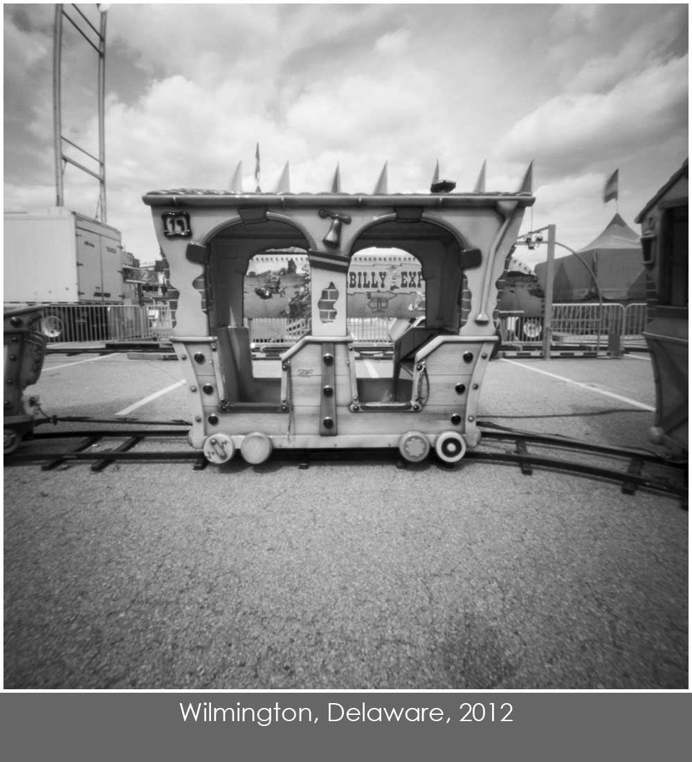 Pinhole photo of a train at the St Hedwig's Festival in Wilmington, Delaware, 2012.